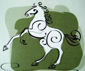пазл Лошадь, знаком Лошади, год Лошади в китайской астрологии. Седьмой животных китайского зодиака
